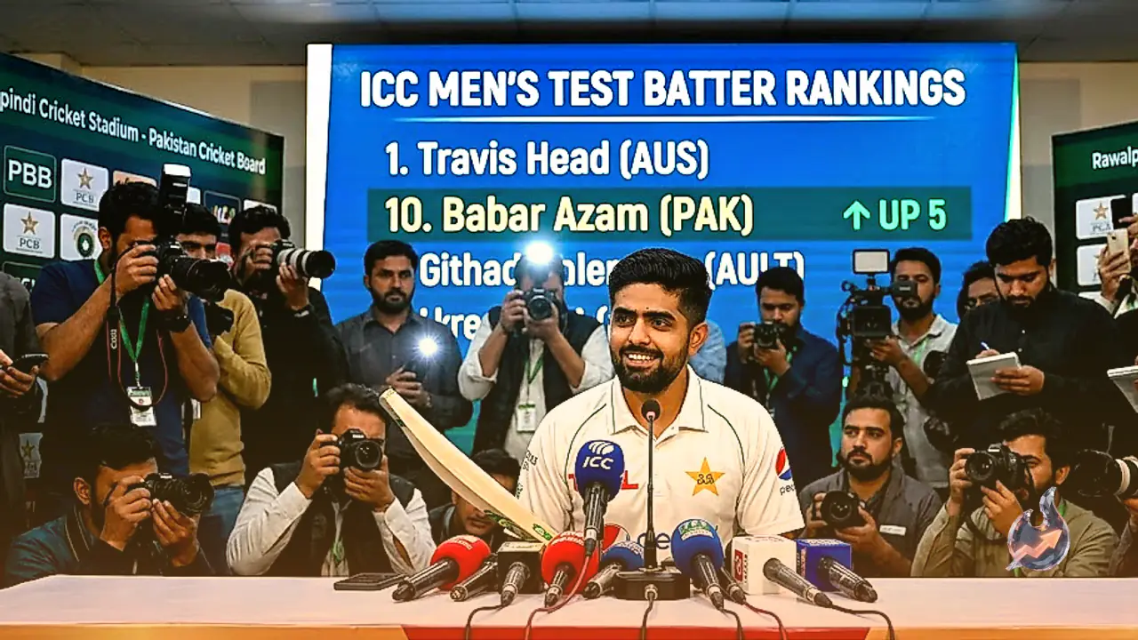 Babar Azam Re-Enters ICC Test Rankings Top 10 as Travis Head Retains World Number One Spot