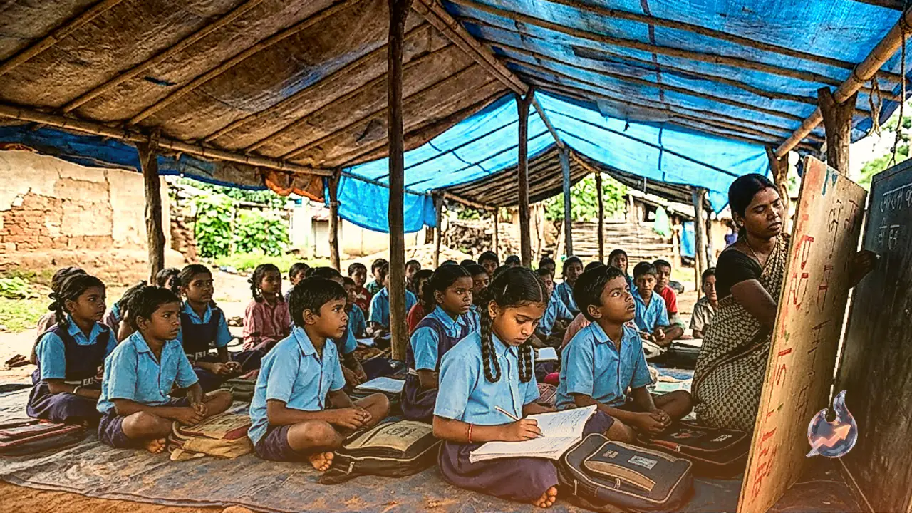 In Bastar's Kolchur Village, 33 Primary Students Study Under Tarpaulins as New Building Proposal Languishes for Three Years