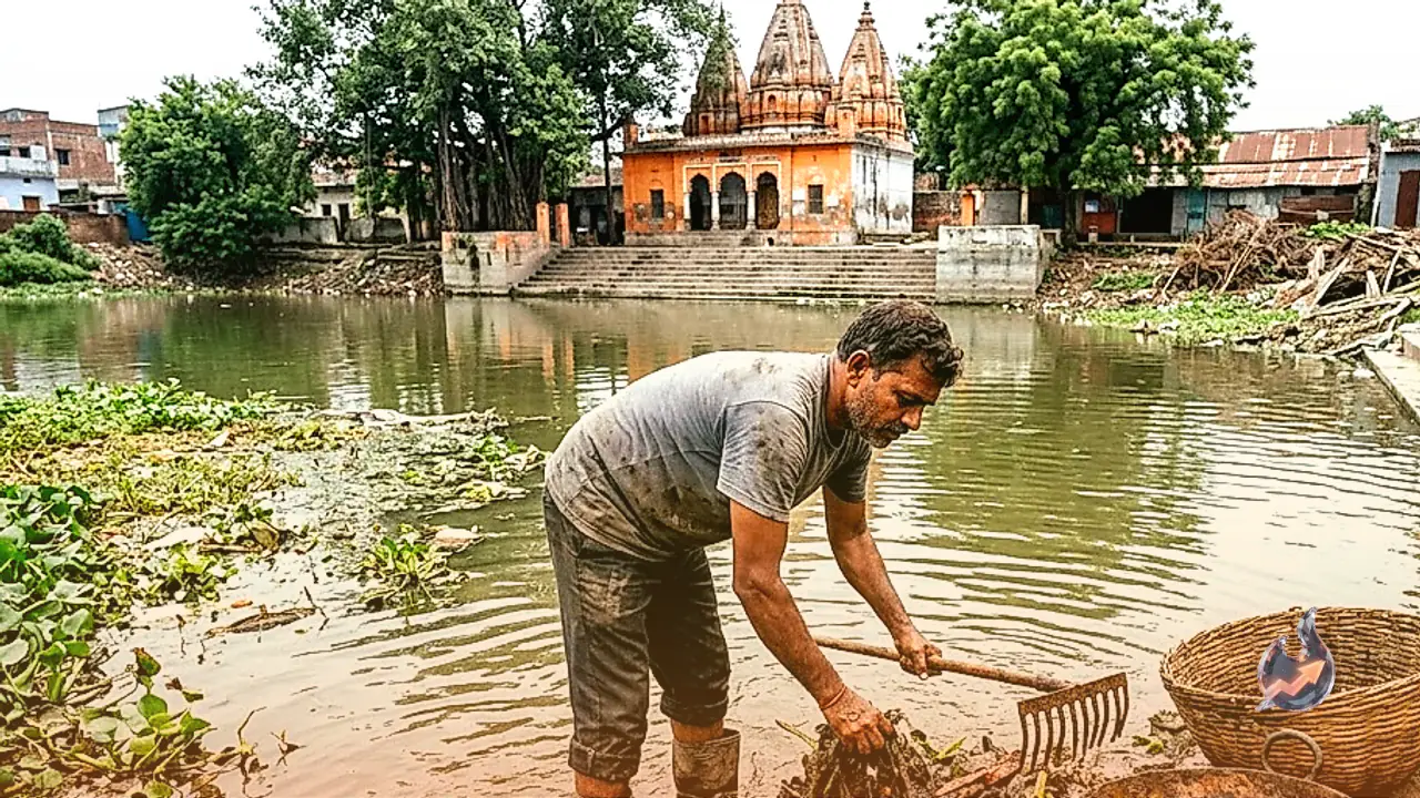 In Mughalsarai, Local Resident Ajay Gupta Spends 25 Days Single-Handedly Cleaning Ram Mandir Pond