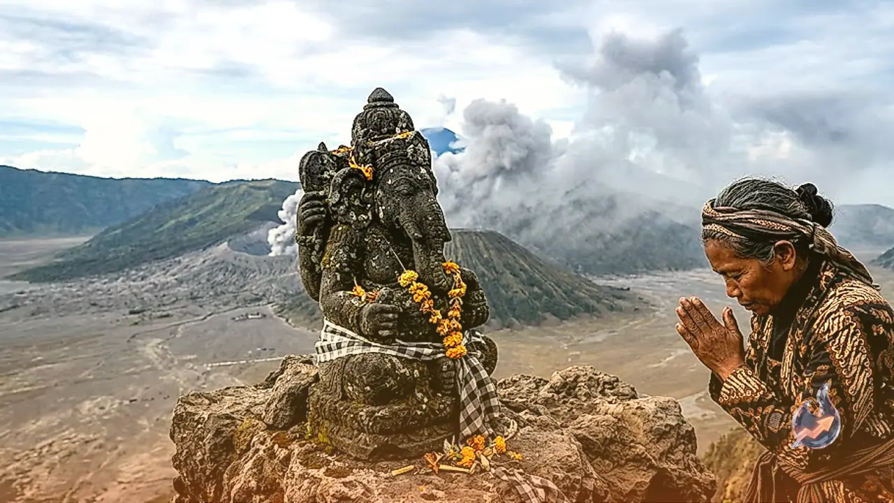 Centuries-Old Ganesha Shrine Stands Guard on the Edge of Indonesia's Active Mount Bromo Volcano