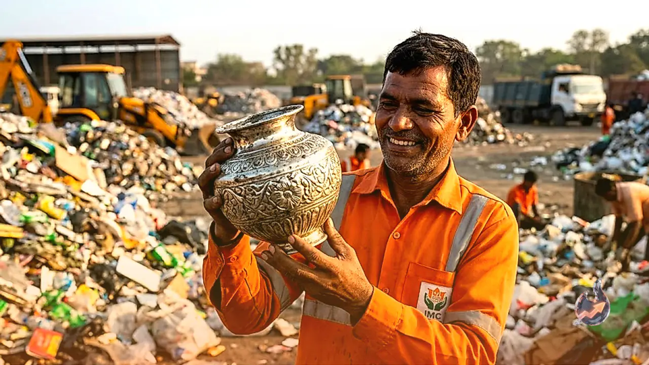 इंदौर नगर निगम के सफाई कर्मचारियों ने 24 घंटे बाद कचरे से निकाला 5 लाख के चांदी के लोटे