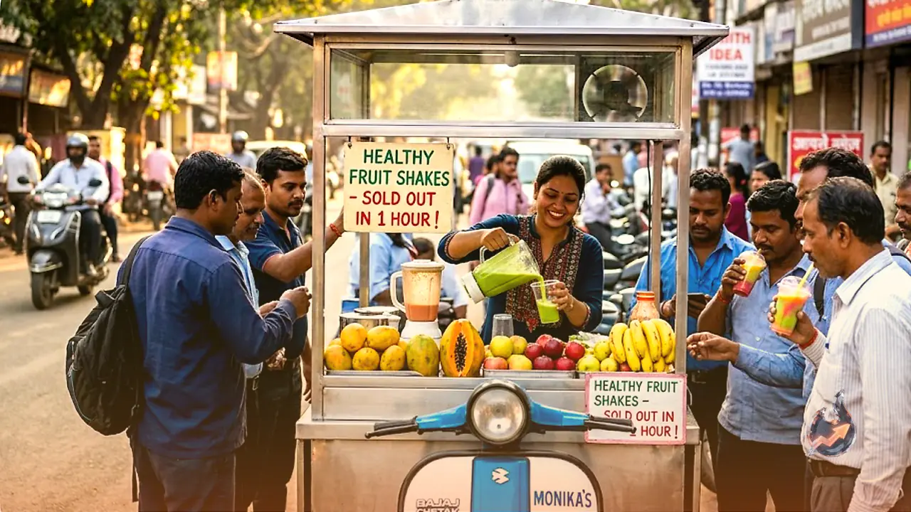 She Quit Her Insurance Job to Sell Fruit Shakes on a Scooter, Now Her Cart Sells Out in an Hour