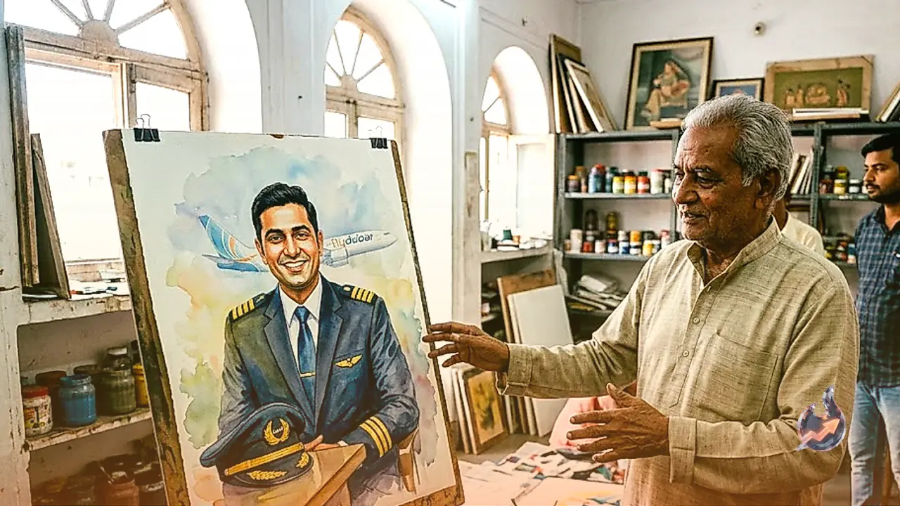 Jaipur Artist Honours Flydubai Hero Captain Smit Machhar With Lifelike Watercolour Tribute