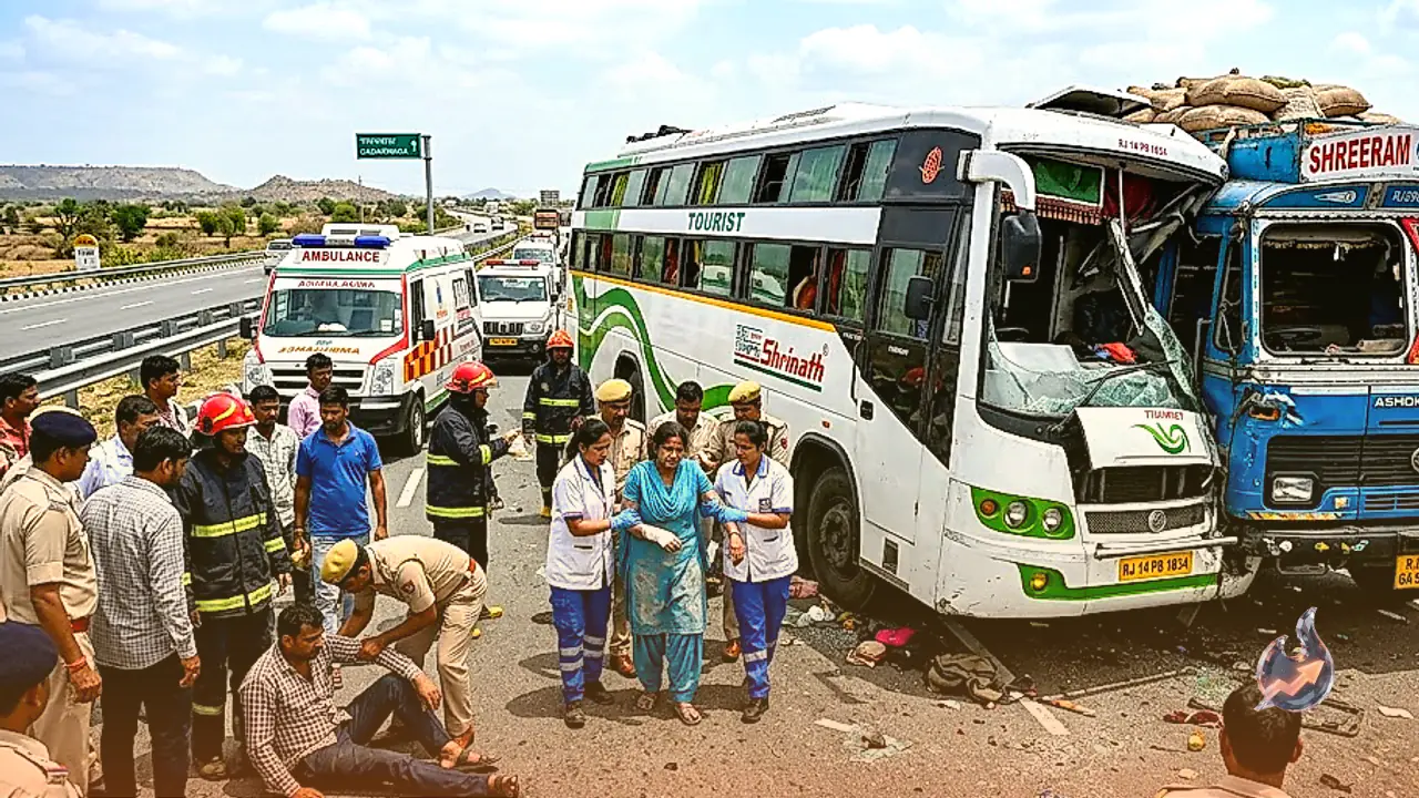 Bus and Truck Collide on Jaipur-Bandikui Expressway Near Gadarwada, Over a Dozen Injured