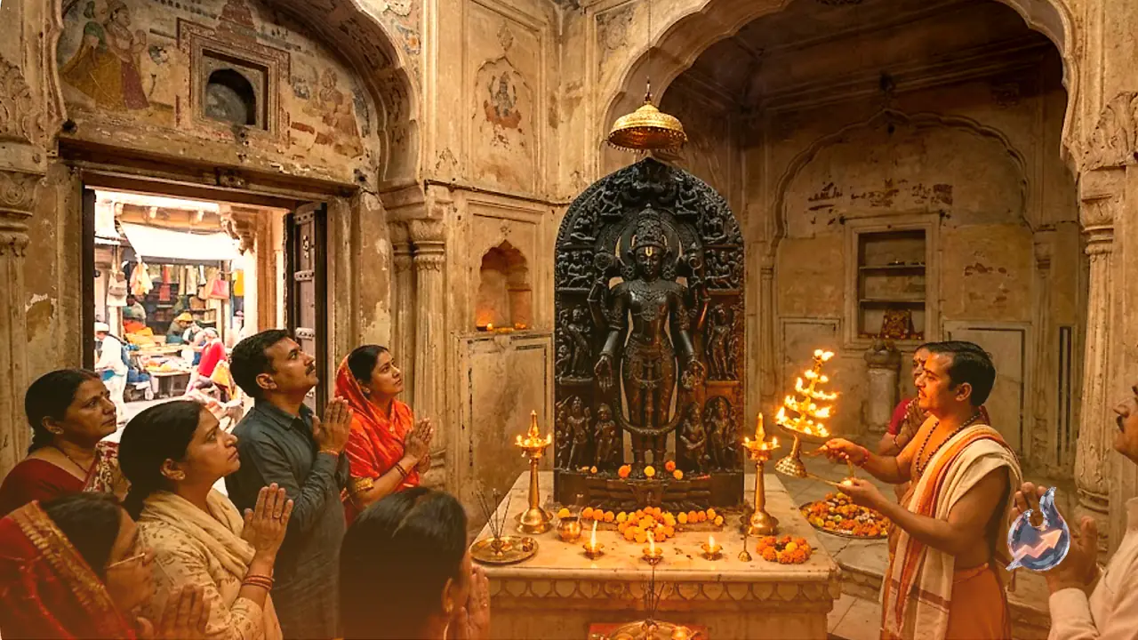 Tucked Inside Jaipur's Chandpol Bazaar, a 200-Year-Old Temple Reveals Lord Kalyanji's 24 Forms Only Twice a Year