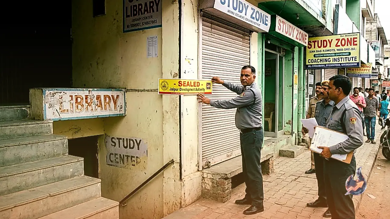 जयपुर के महेश नगर में अवैध बेसमेंट लाइब्रेरी पर चला जेडीए का डंडा, दो इमारतें सील