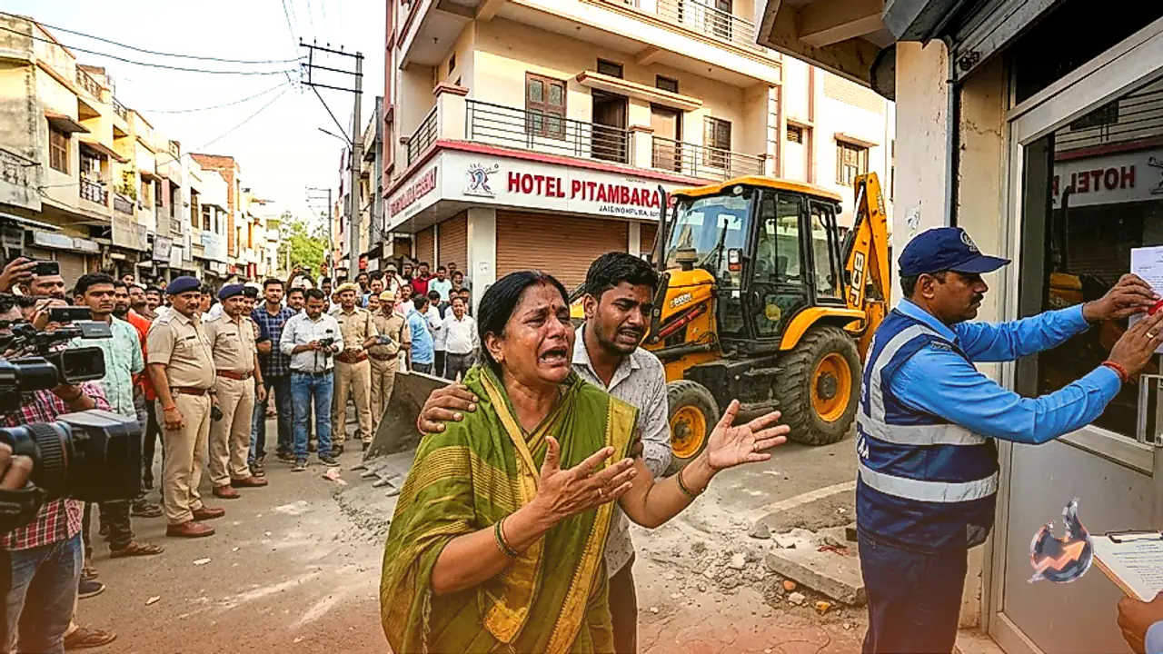 जयसिंहपुरा में होटल सील करने पहुंची नगर निगम टीम को झेलना पड़ा परिवार का विरोध, बेटा गिरफ्तार