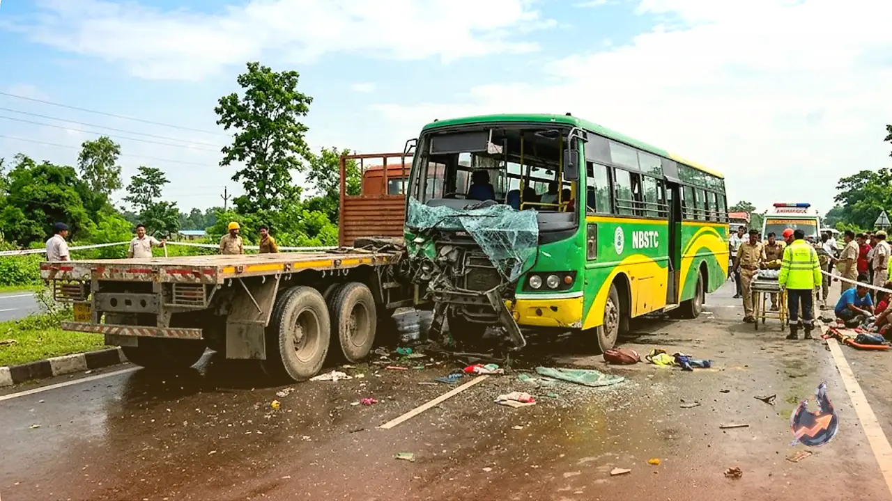 Tragic Collision on NH-27 in Jalpaiguri Leaves Six Dead and 29 Injured as Bus Rams Parked Truck