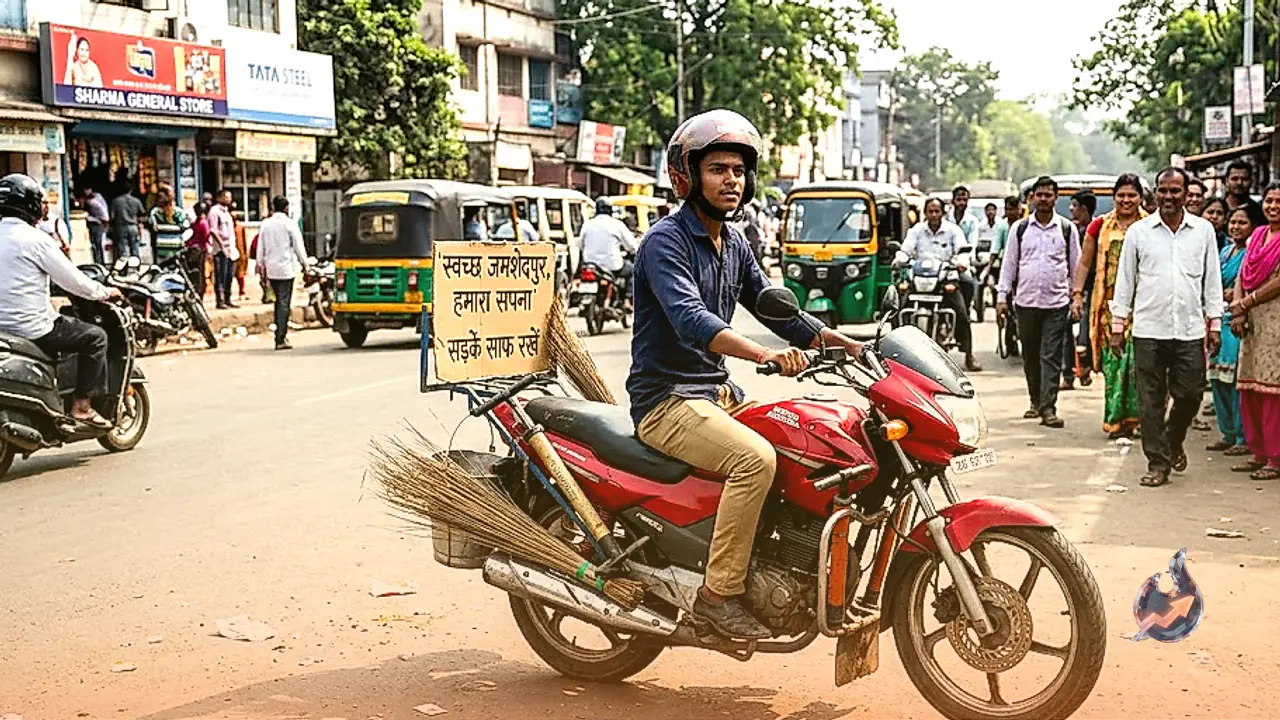 जमशेदपुर की सड़कों पर झाड़ू और पंप के साथ दौड़ती करिज्मा, 17 साल पुरानी बाइक से सफाई का अनूठा संदेश