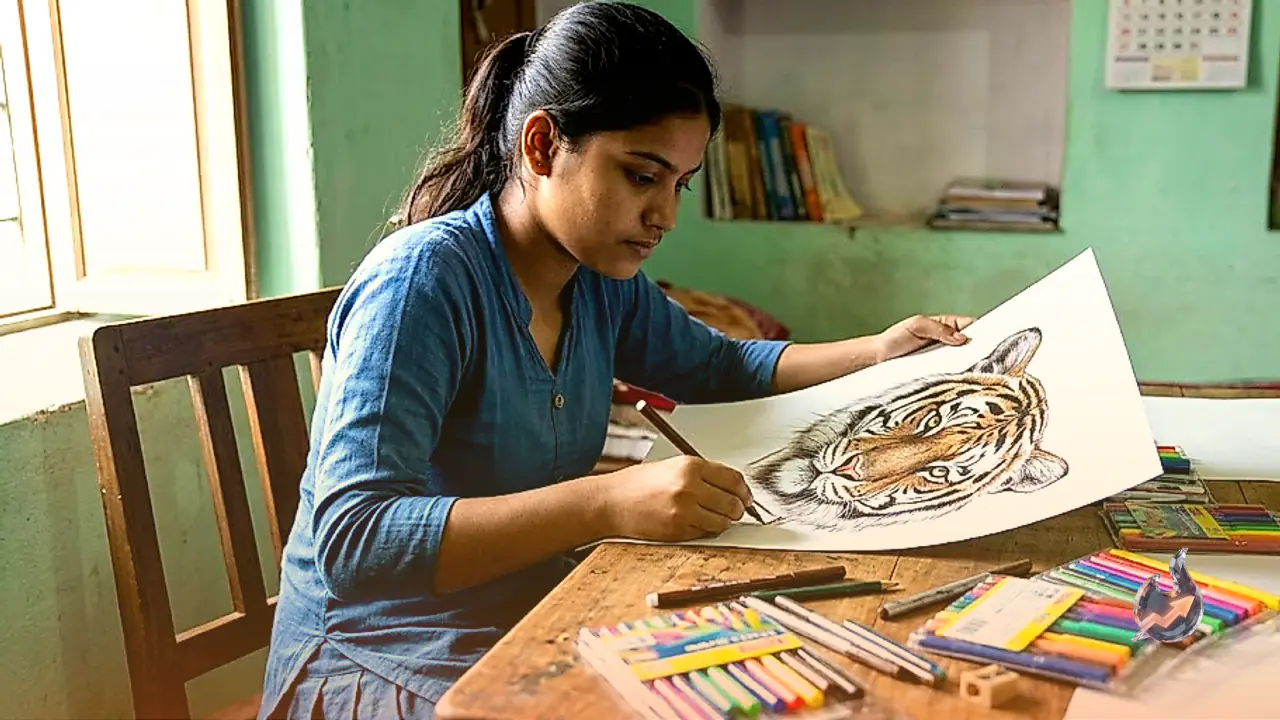 Jamui College Student Mahi Baranwal Crafts Hyper Realistic Art Using Only Sketch Pens