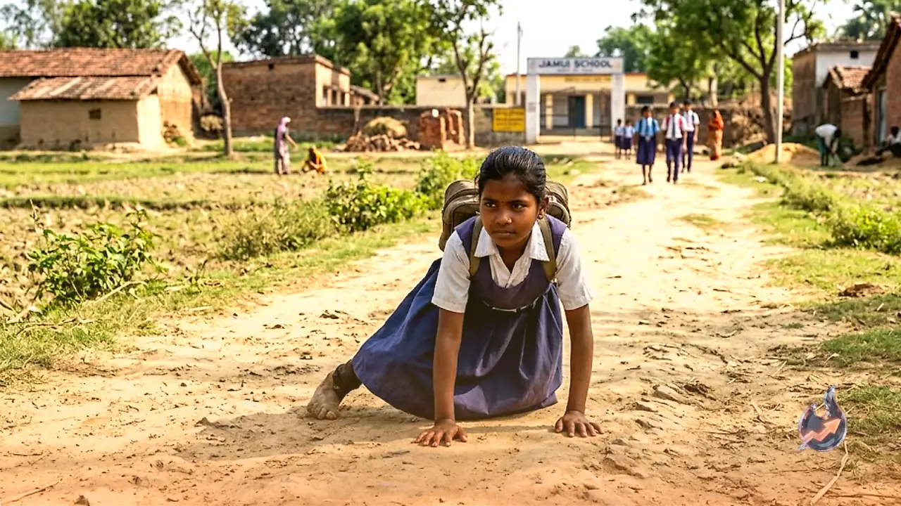 This 10-Year-Old From Bihar's Jamui District Crawls 1.5 KM To School Every Day, Dreams Of Becoming A Police Officer