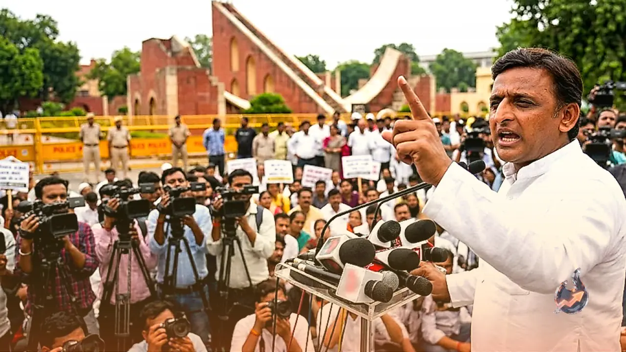 जंतर-मंतर लाठीचार्ज पर अखिलेश यादव का तीखा हमला, पूछा किस भारी दबाव में दागी मंत्री को बचा रही है सरकार
