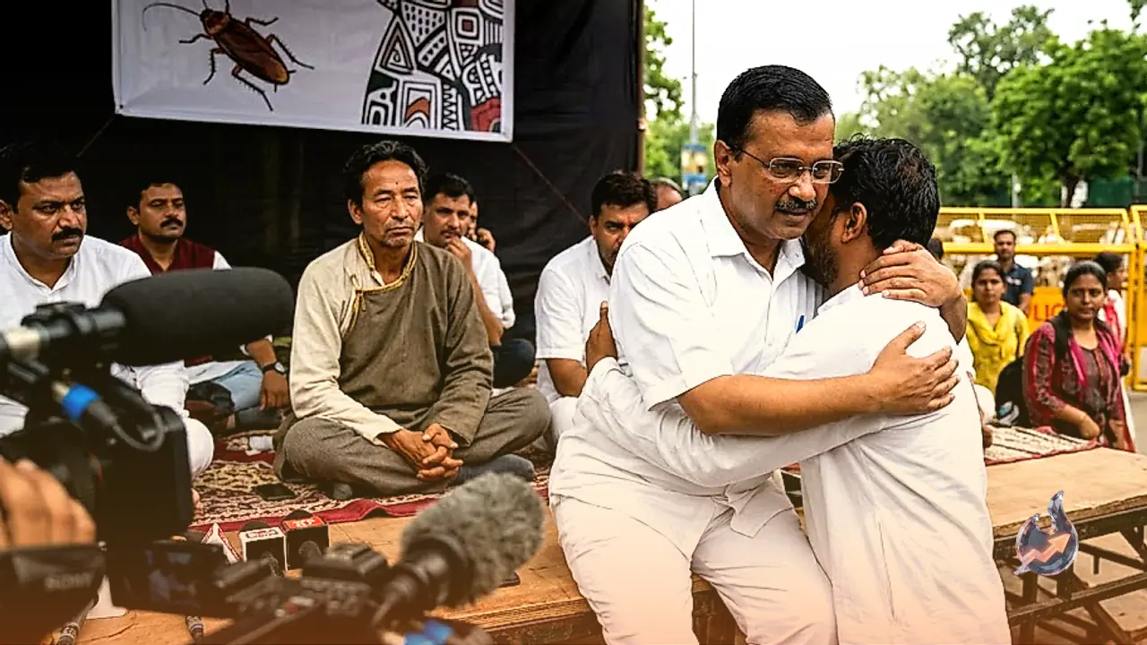 Kejriwal's First Public Appearance at Cockroach Party Stage Turns Wangchuk's Fast Into a Political Flashpoint