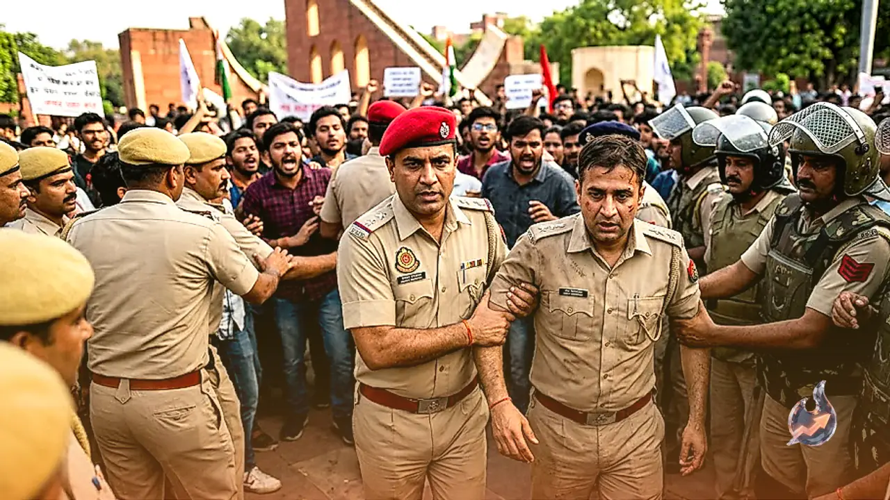 ACP Vivek Bhagat Survives Mob Attack at Jantar Mantar as DCP Vineet Kumar Leads Brave Rescue