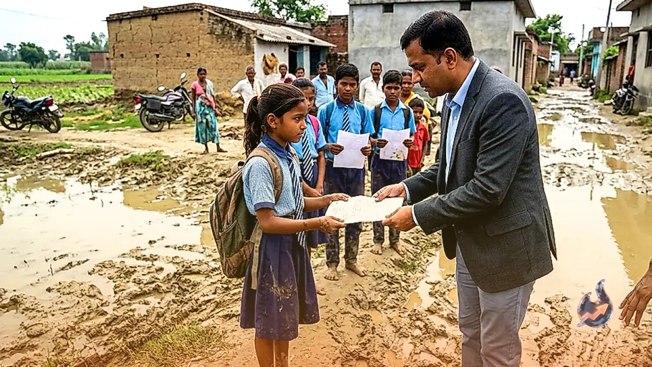 Jaunpur School Children Appeal to District Magistrate Over Muddy Road Hazards in Kshatriyapur Village