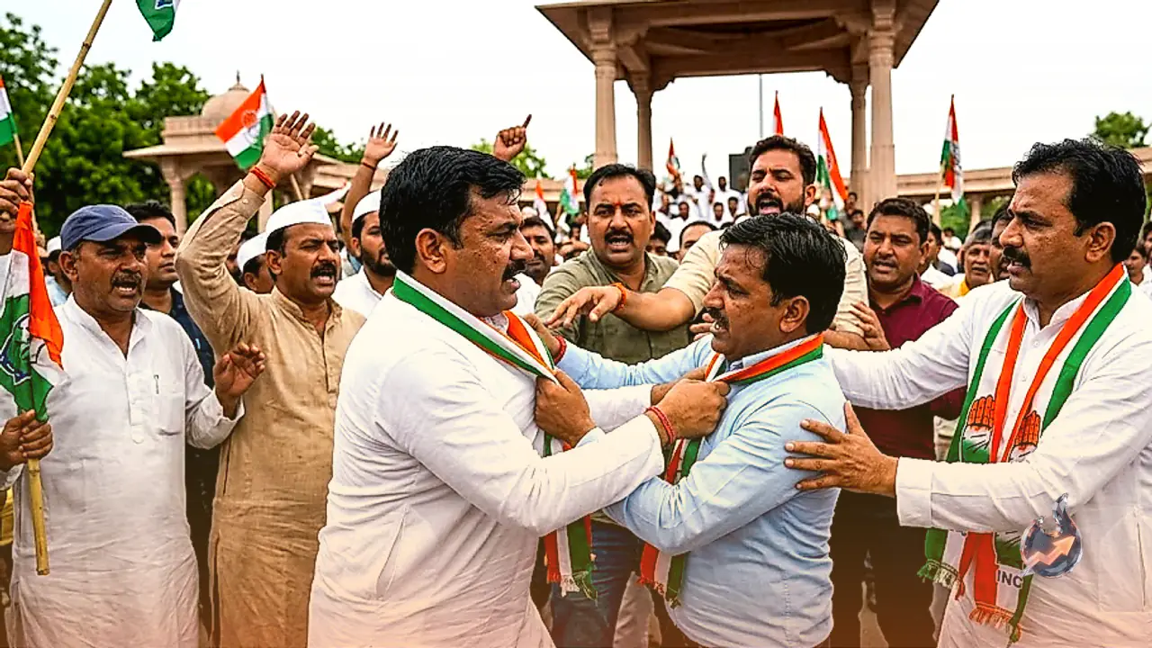 Clashes and Fisticuffs Break Out Among Congress Workers During Jaipur Protest