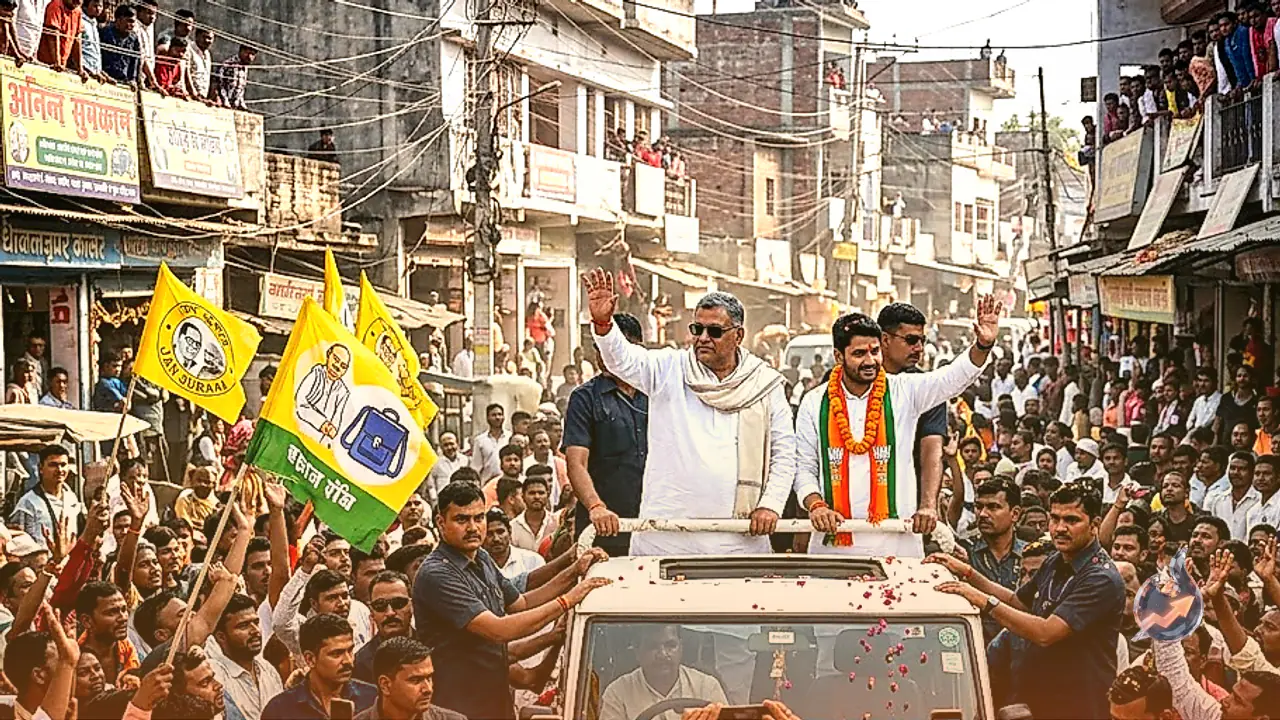 JDU MLA Anant Singh Holds Grand Roadshow in Nalanda to Campaign for Jan Suraaj Candidate Anuj Singh