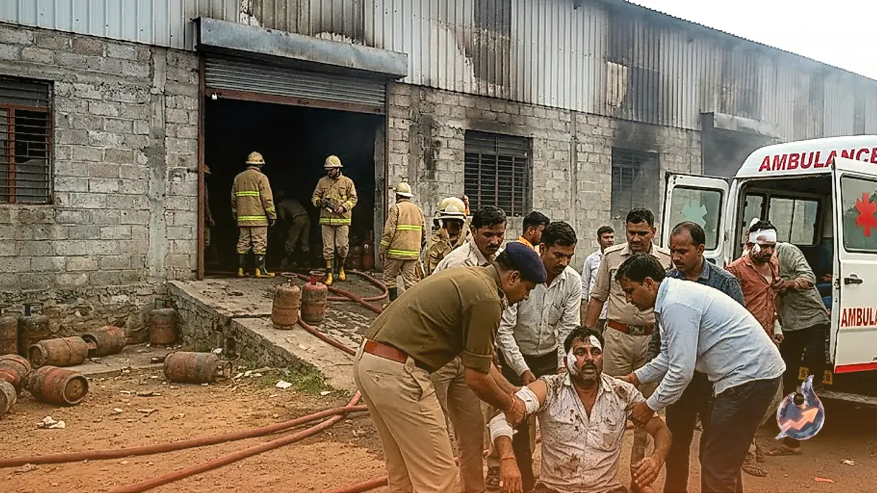 Gas Leak Sparks Fire During Cylinder Repair in Jhalawar Warehouse, Three Injured