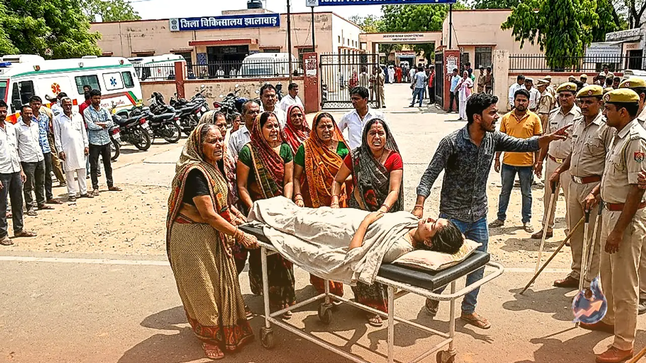 झालावाड़ में थ्रेशर हादसे में घायल 17 वर्षीय सवीना को इलाज में देरी, भड़के परिजनों ने स्ट्रेचर सड़क पर रखकर किया प्रदर्शन