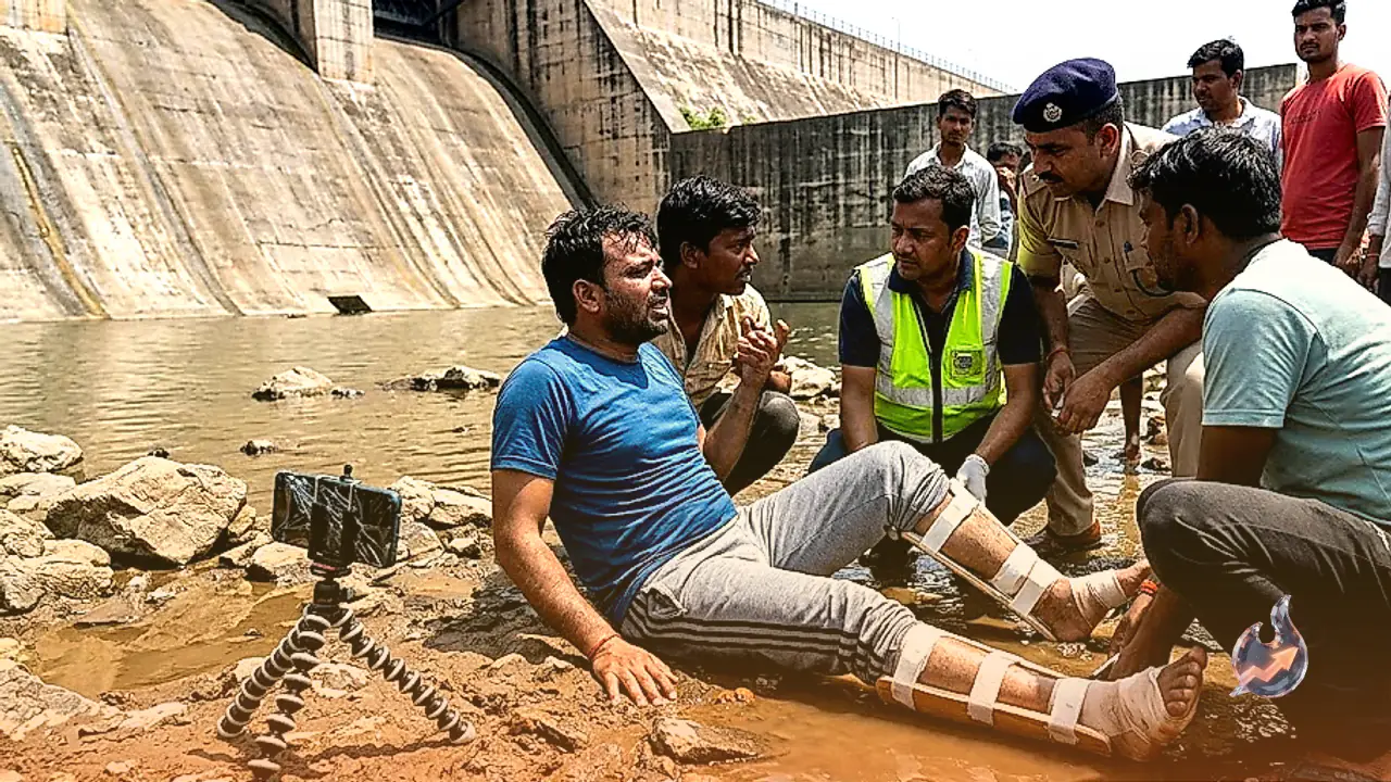 Man Jumps Off 30-Foot Boundary Wall at Jhansi Dam for Social Media Reel, Sustains Broken Legs in Shallow Water