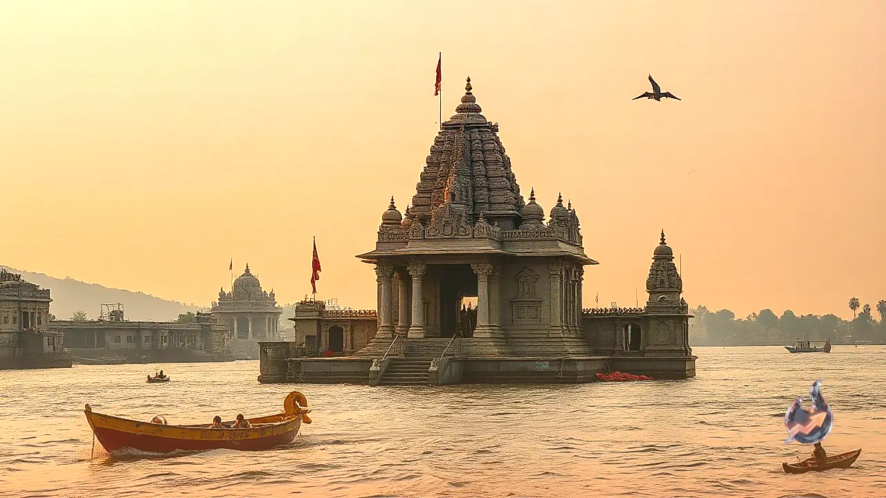 Ancient Dashshishanath Mahadev Temple Stands Midstream in Son River on Bihar Jharkhand Border With Legends of Ravana and King Pratap Dhaval Dev