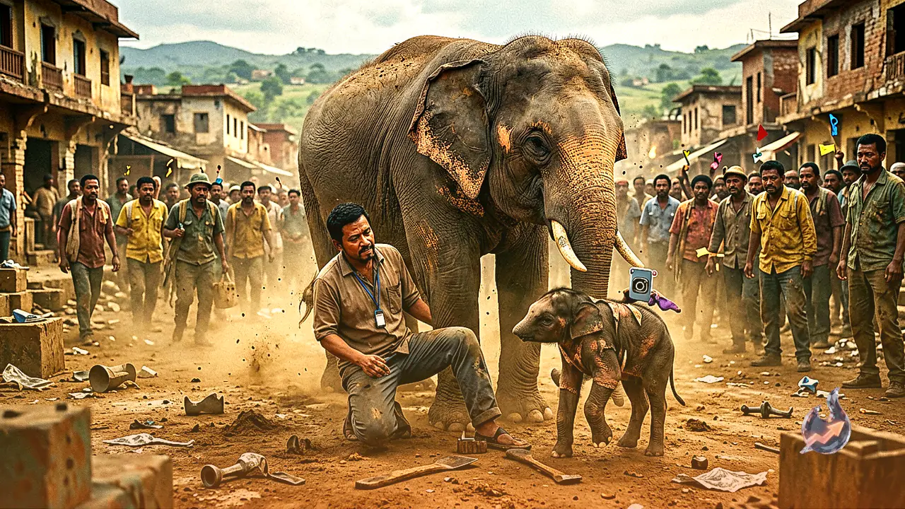 Man Fleeing on Motorcycle Trampled to Death by Angry Wild Elephant in Jharkhand's Ramgarh After Crowd Filmed Reels Near Newborn Calf