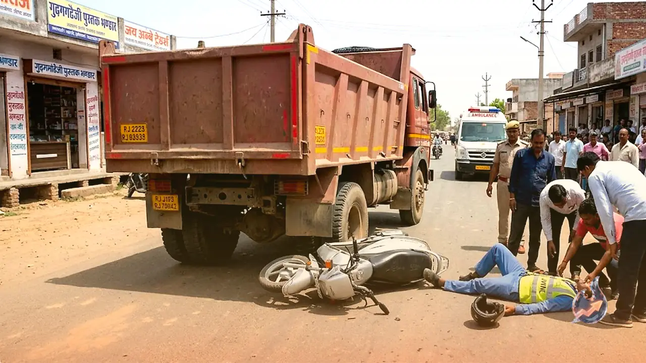 Speeding Dumper Truck Runs Over Electricity Worker Heading to Duty in Rajasthan's Jhunjhunu