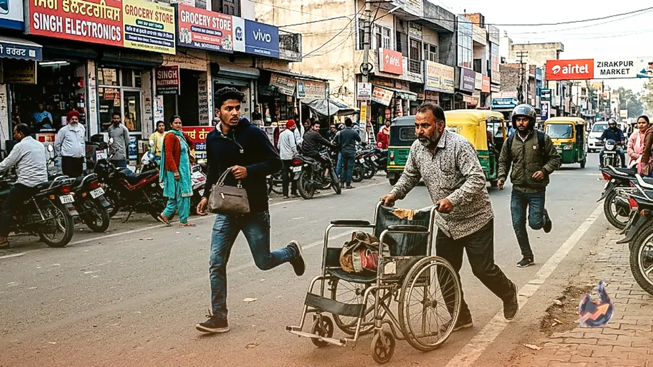 जीरकपुर में व्हीलचेयर सवार दिव्यांग से दिनदहाड़े पर्स चोरी, सीसीटीवी में कैद हुए बदमाश