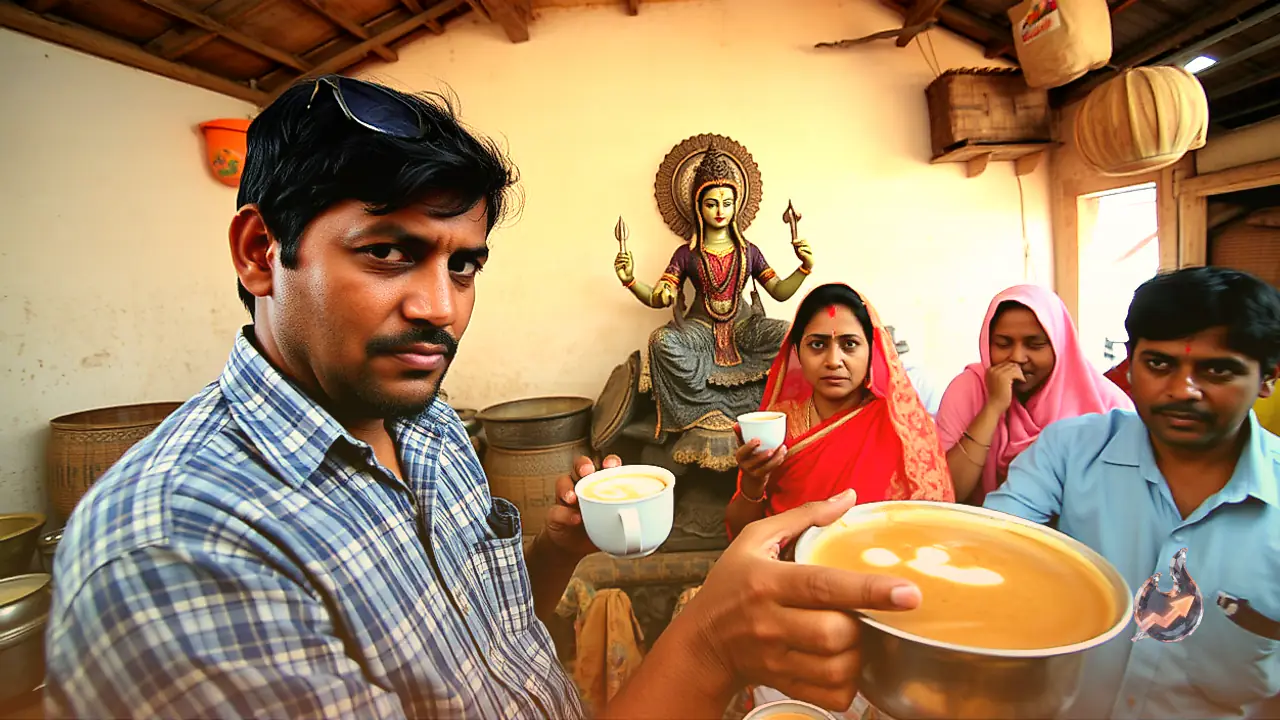 Jodhpur Artist Anuradha Advani Creates Seven Forms of Goddess Durga on Coffee Foam