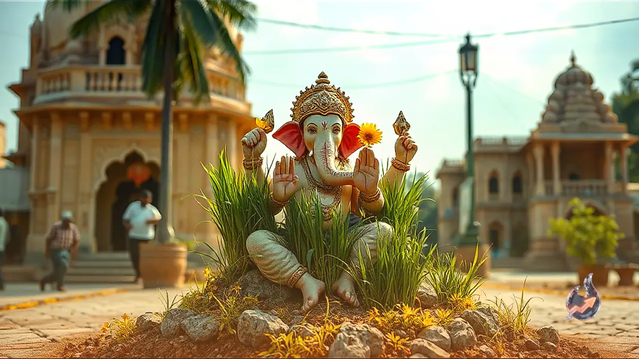 Three Foot Ganesha Idol Crafted from 11 kg Durva Grass in Jodhpur to Spread Greenery in Park After Visarjan