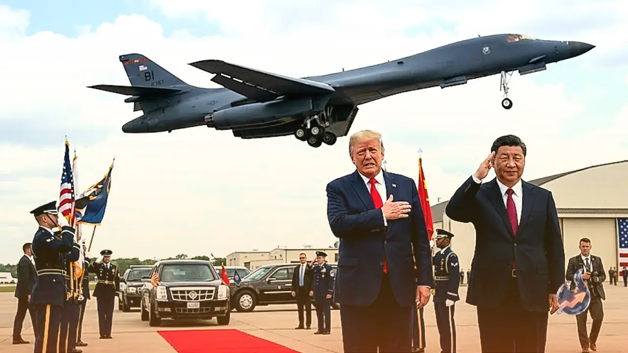 Donald Trump Visibly Startled by B-1 Bomber Roar at Joint Base Andrews as Xi Jinping Remains Unfazed