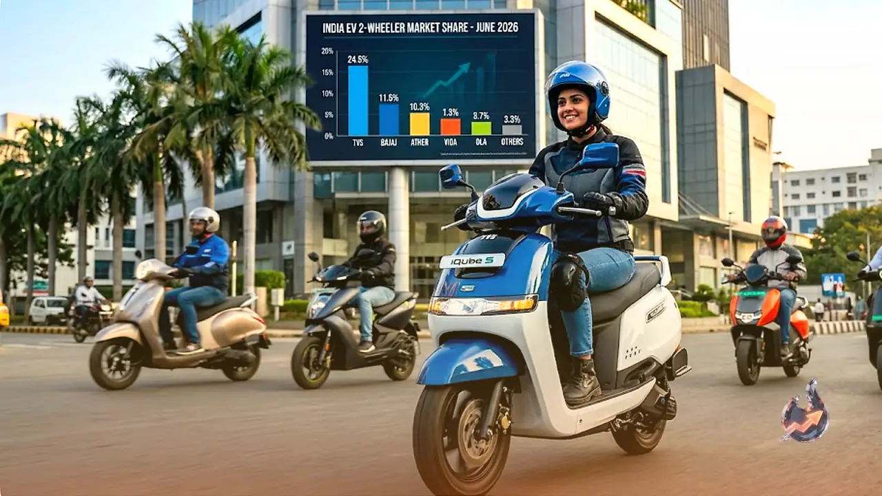 TVS Dominates India's June 2026 EV Two-Wheeler Rankings as Top Five Brands Claim 82.6% of Market