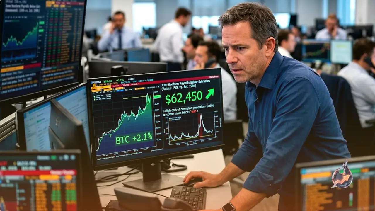 Soft June Payrolls Push Bitcoin Back Above $62,000 While Options Traders Stay on Guard