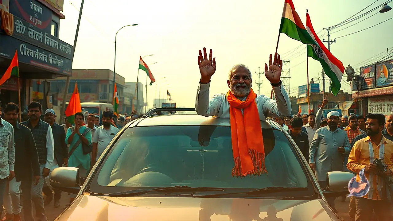 BJP MP Folds Hands as Enthusiastic Crowd Climbs Vehicle During Kanpur Rally Asking Supporters to Step Down
