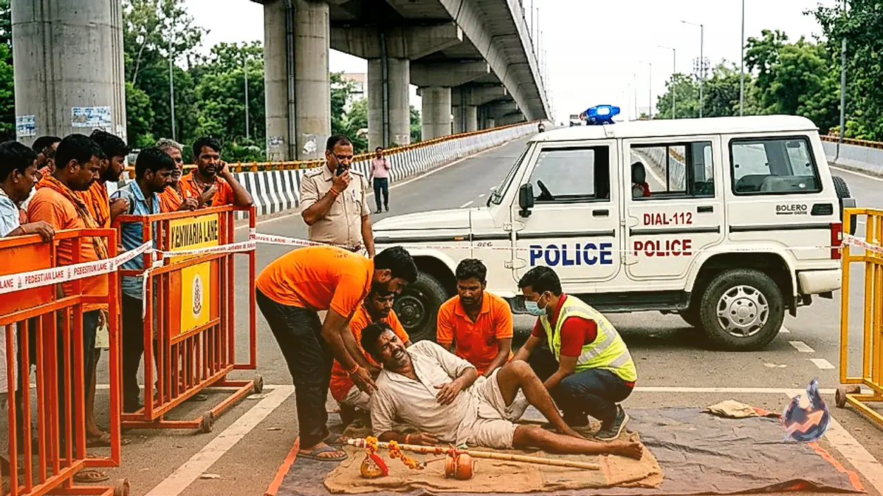 कांवड़िया लेन में घुसी डायल-112 पुलिस की गाड़ी, आराम कर रहे श्रद्धालु को कुचला