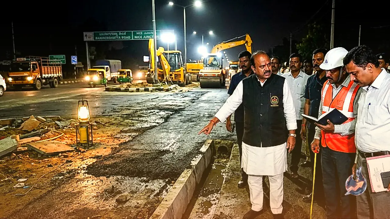 Karnataka Minister Inspects Roads Late at Night, Pulls Up Officials Over Bannerghatta Junction Lapses