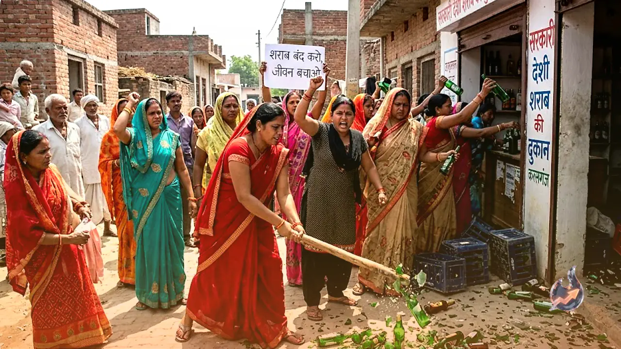 Women Storm Liquor Shop in Kasganj's Ladhauli Village, Smash Bottles and Issue Warning to Administration