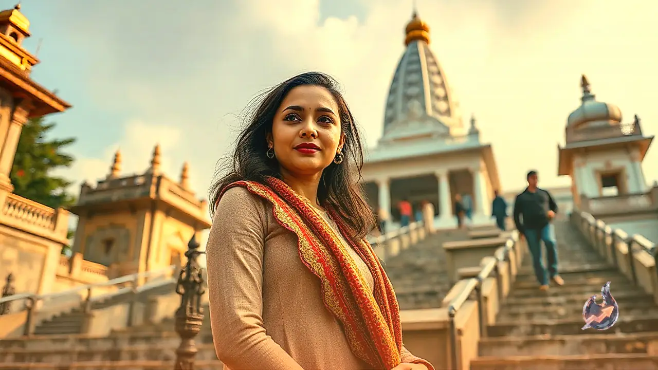 Sandeepa Dhar Begins Kashmir Trip With Spiritual Ascent to Ancient Srinagar Temple