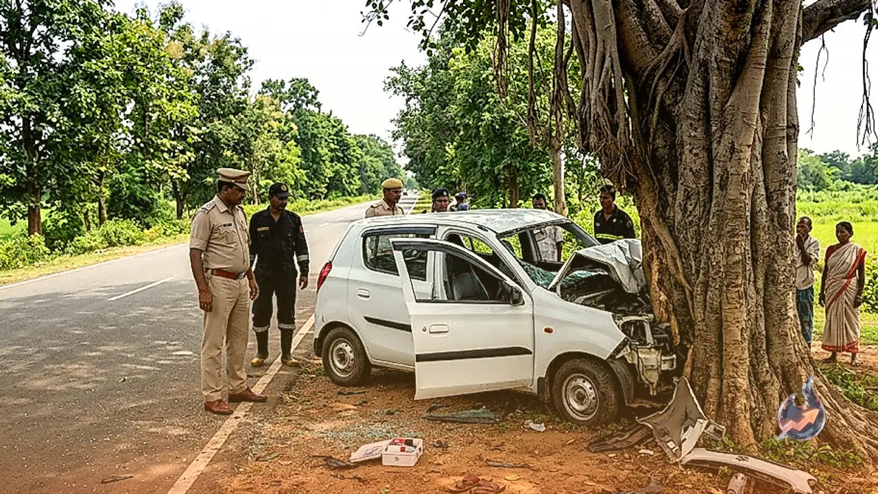 Odisha Road Tragedy: Speeding Car Carrying Sick Patient Hits Tree in Keonjhar, 3 Family Members Killed