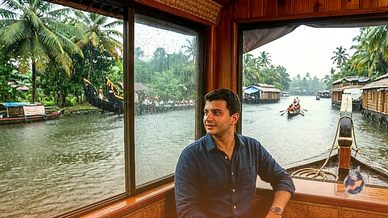 Michael Boulos Explores Alappuzha Backwaters on Houseboat Amid Heavy Rains in Kerala Ahead of Nehru Trophy