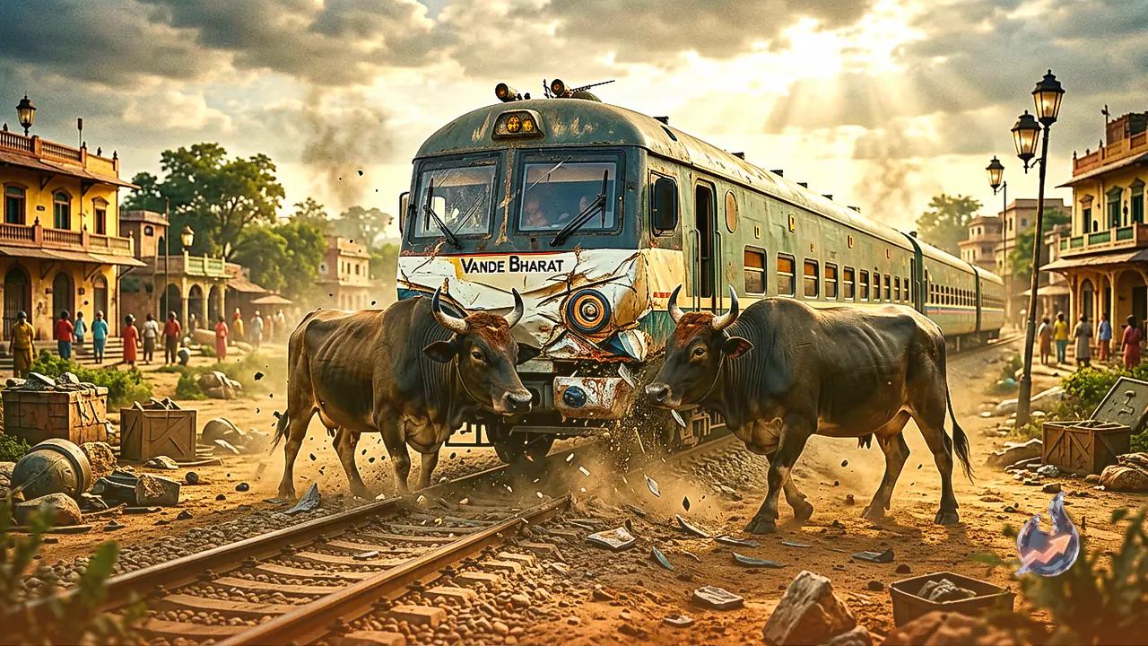 खजुराहो-वाराणसी वंदे भारत एक्सप्रेस के सामने आया सांड, महोबा में क्षतिग्रस्त हुई ट्रेन
