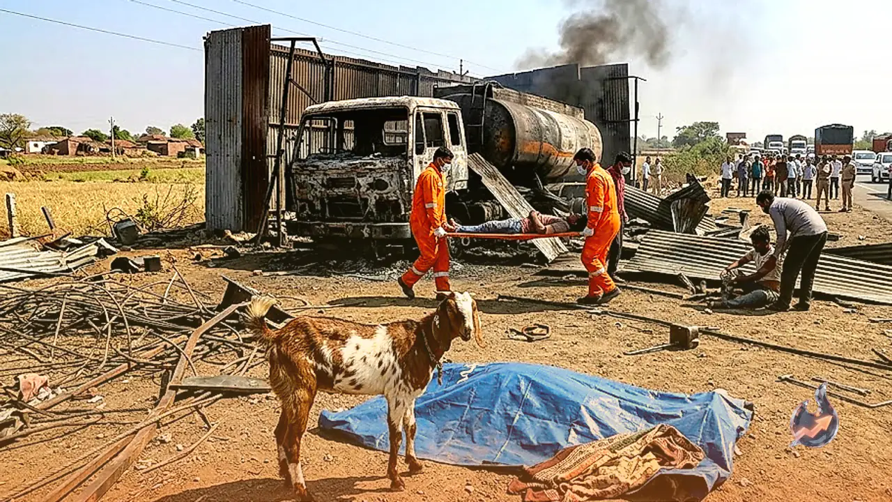 Tanker Explosion at Highway Workshop in Khargone Kills One, Injures Two, Debris Flies 500 Metres