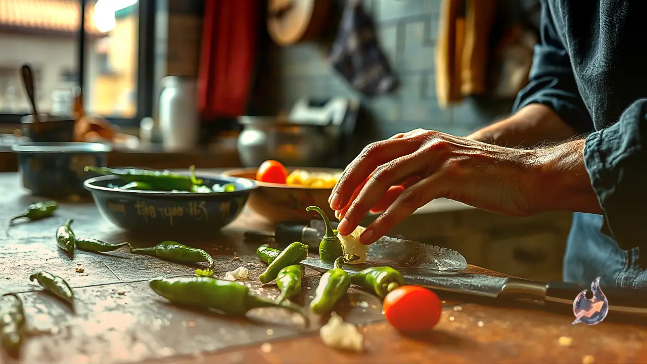 How to prevent and treat burning hands from chopping chilli in the kitchen