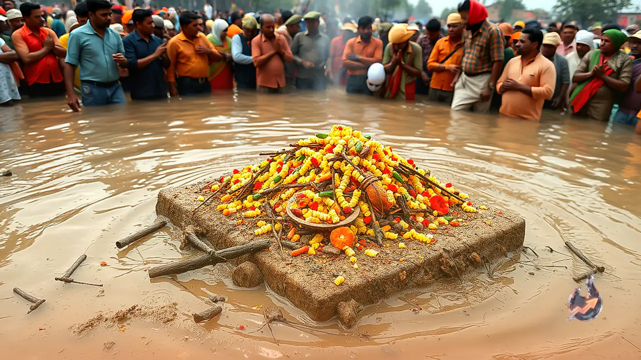 Knee-Deep Water in Pali Cremation Ground Forces Mourners to Wade Through Mud for Last Rites