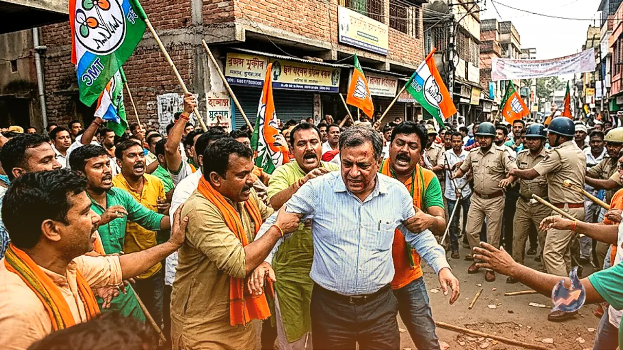 TMC and BJP Supporters Clash in Kolkata's Mukundpur, Former IPS Officer Beaten