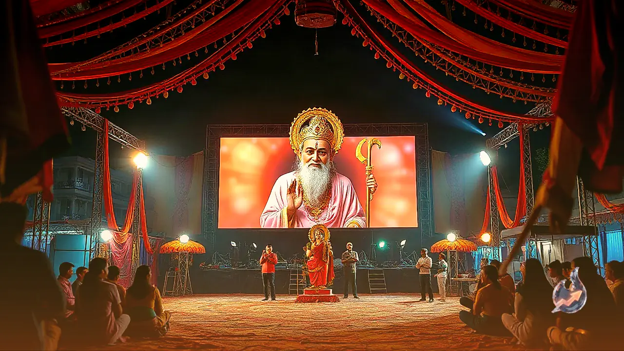 कोटा के कोटड़ी में गणेश पंडाल को बनाया सिनेमा हॉल, एलईडी स्क्रीन पर आध्यात्मिक फिल्म देखने उमड़ा जनसैलाब
