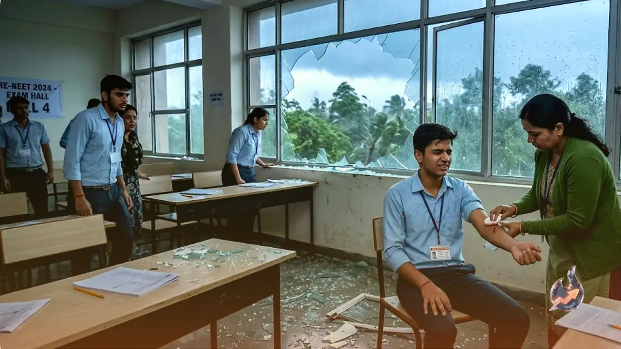 Storm Batters Kota During Re-NEET Exam, Shattered Windows Leave Candidates Injured