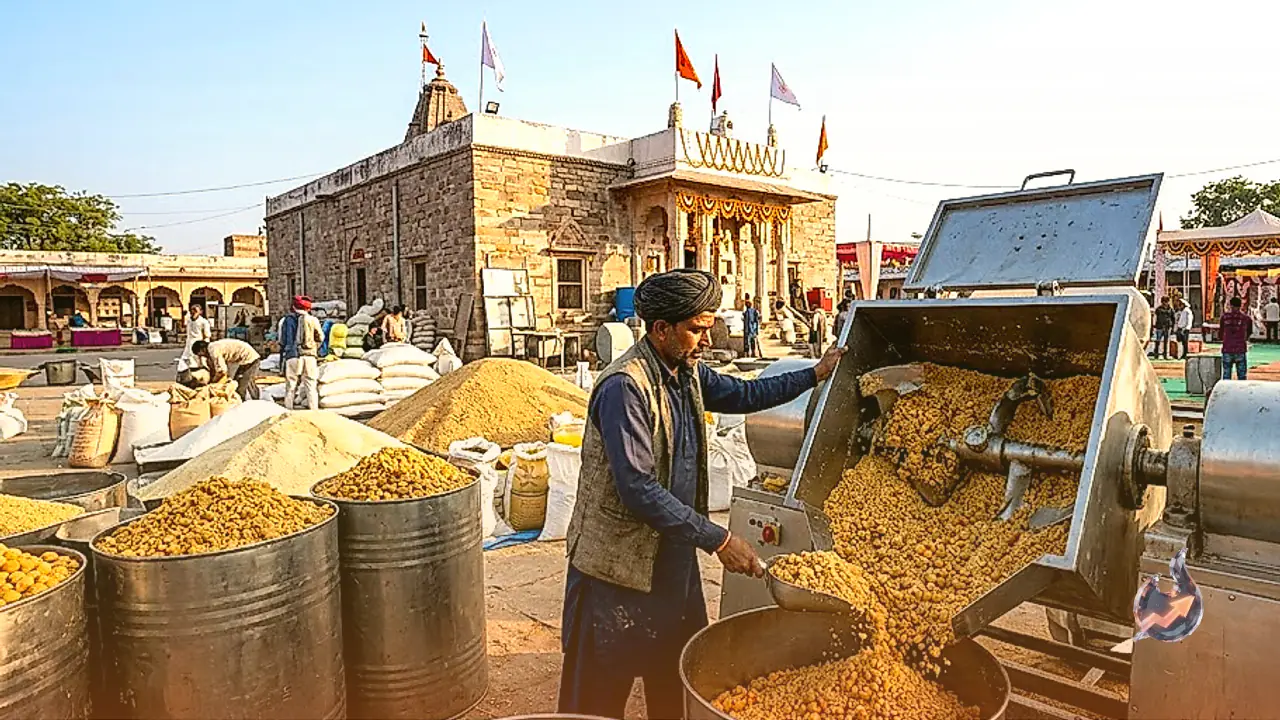 कोटपूतली के भेरू बाबा मंदिर में 17वें लक्की मेले की तैयारी, मशीनों से तैयार होगा 800 क्विंटल चूरमा