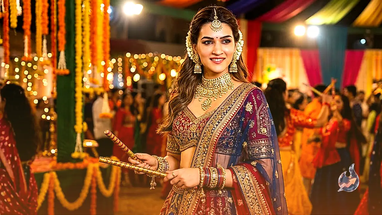 डांडिया नाइट के लिए खास है कृति सेनन का रॉयल एथनिक अंदाज, गोल्डन कुर्ते में ढाया कहर