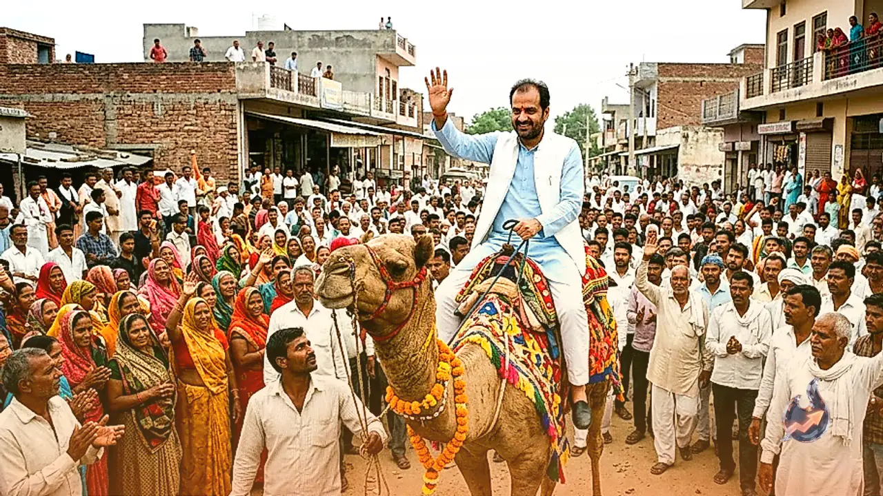 Kuldeep Bishnoi Stages Major Show of Strength in Charkhi Dadri Without Party Banners, Arrives on Camel